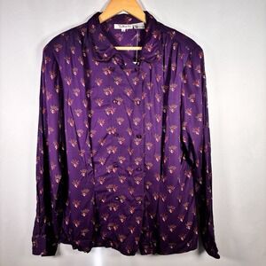 Vintage Talbots Top Size 14 Artsy Retro Cottage Modest Button Up Double Breasted